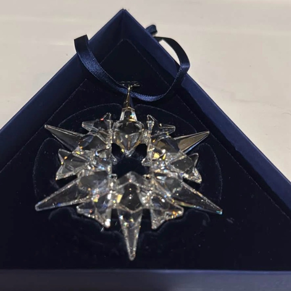 Swarovski Crystal Star with Navy Ribbon